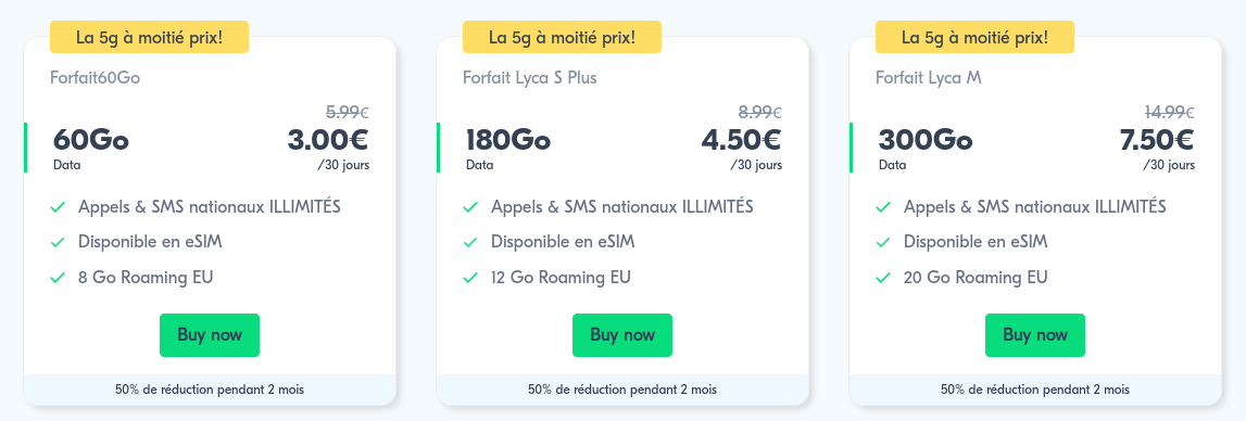 Cartes forfaits Lyca Mobile